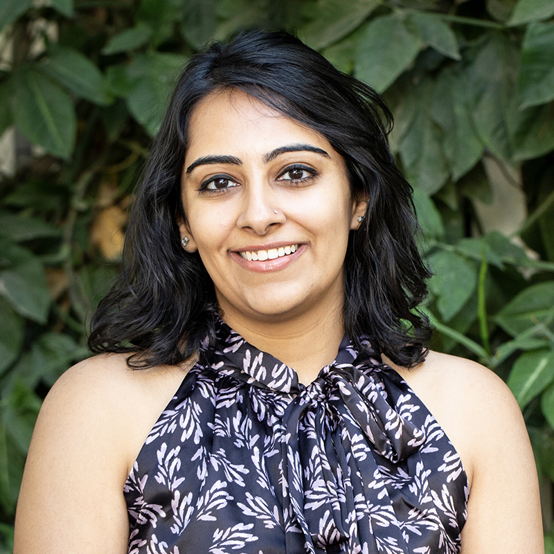 Portrait of Srishti Sehgal, a young Indian Womand with black hair.